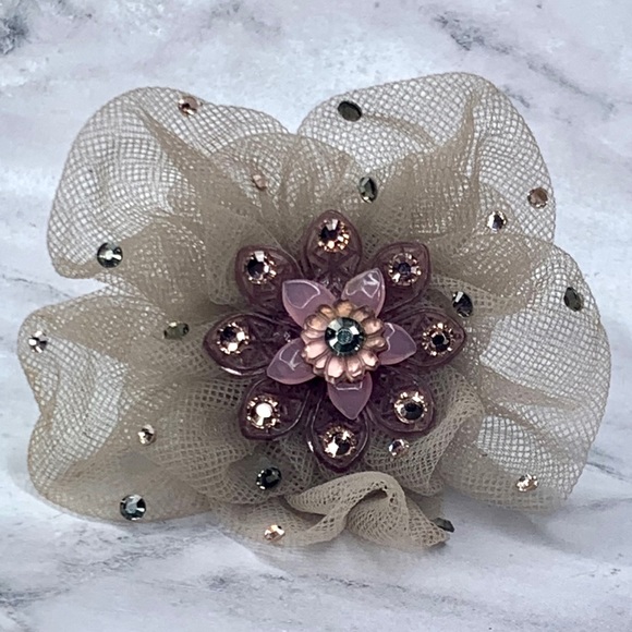Tarina Tarantino Mauve Tulle Swarovski Flower Ring